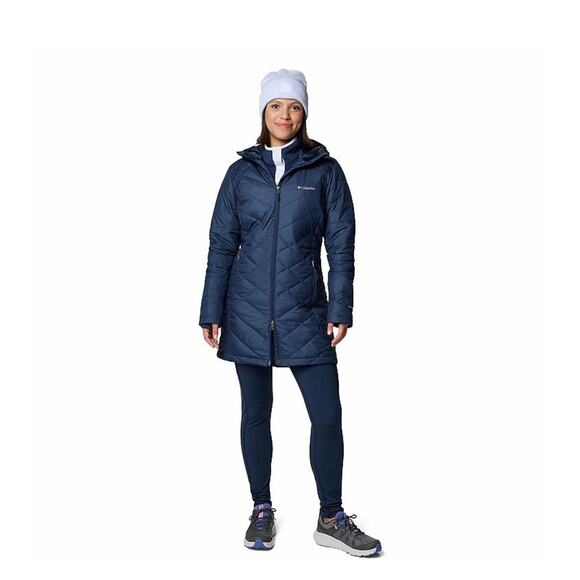 Columbia Heavenly Long Hooded Jacket Size L Navy Blue Great Condition - Picture 14 of 14
